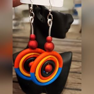 Big, geometric, colorful earrings